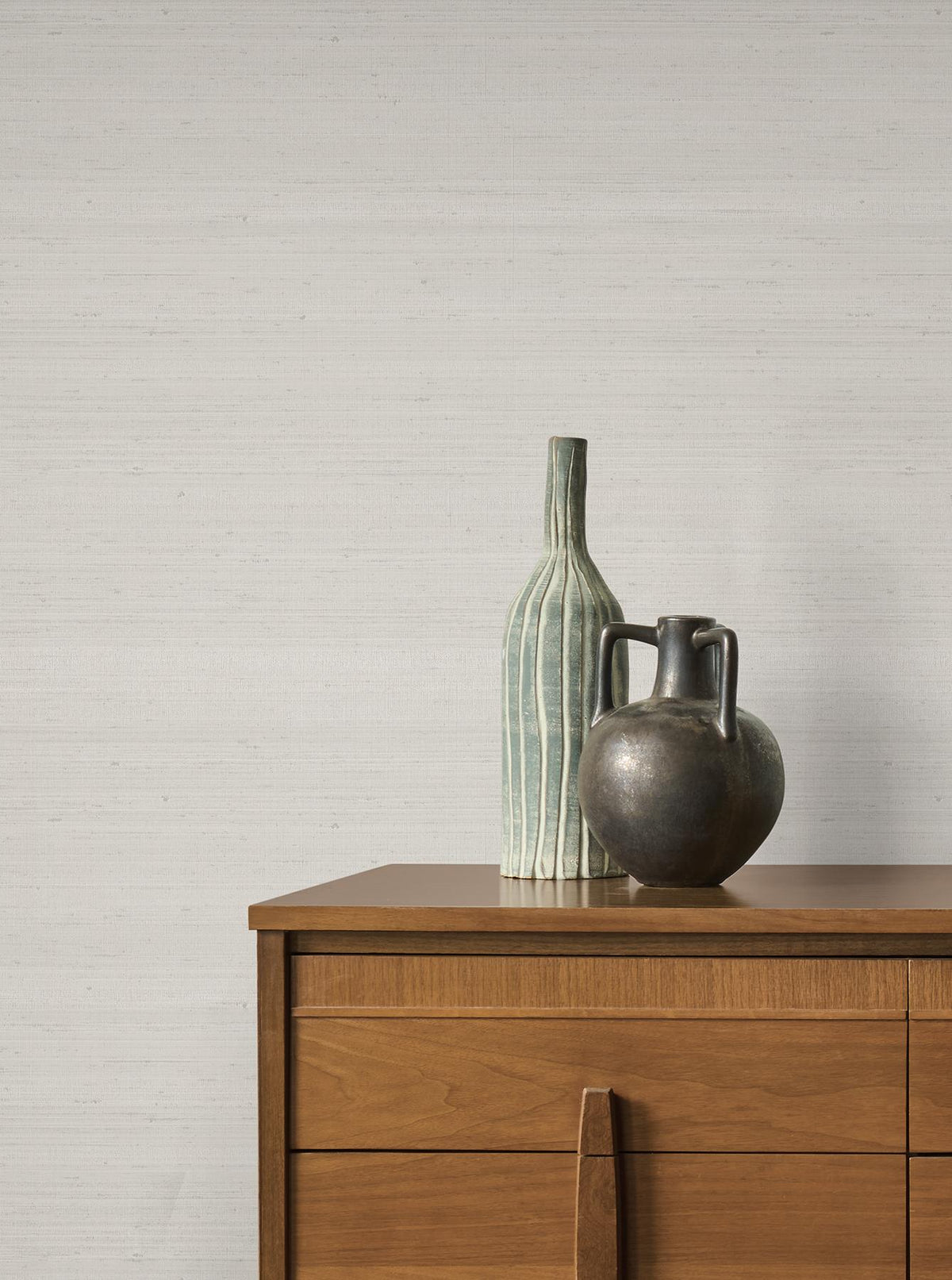 York Wallcoverings Fine Silk Light Grey Faux Fabric Wallpaper