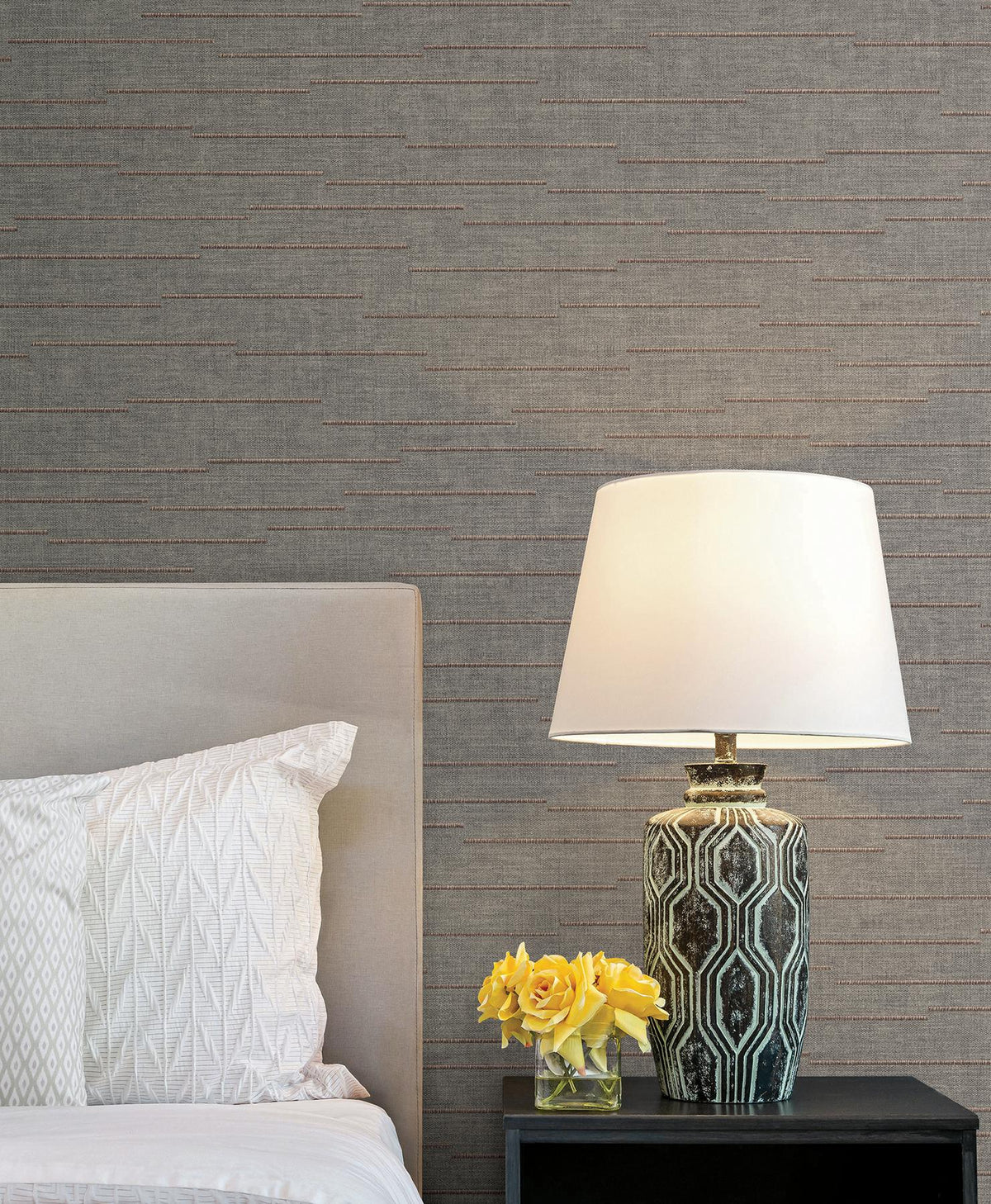 York Wallcoverings Latitude Dark Grey Striated Wallpaper