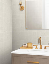 York Wallcoverings Chiseled Patchwork Beige Faux Fabric Wallpaper