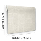 York Wallcoverings Chiseled Patchwork Beige Faux Fabric Wallpaper