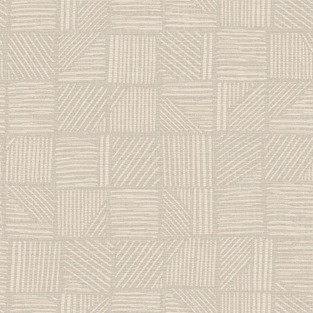 York Wallcoverings Chiseled Patchwork Neutral Faux Fabric Wallpaper