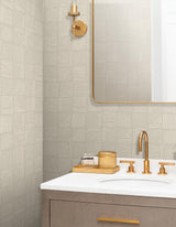 York Wallcoverings Chiseled Patchwork Neutral Faux Fabric Wallpaper