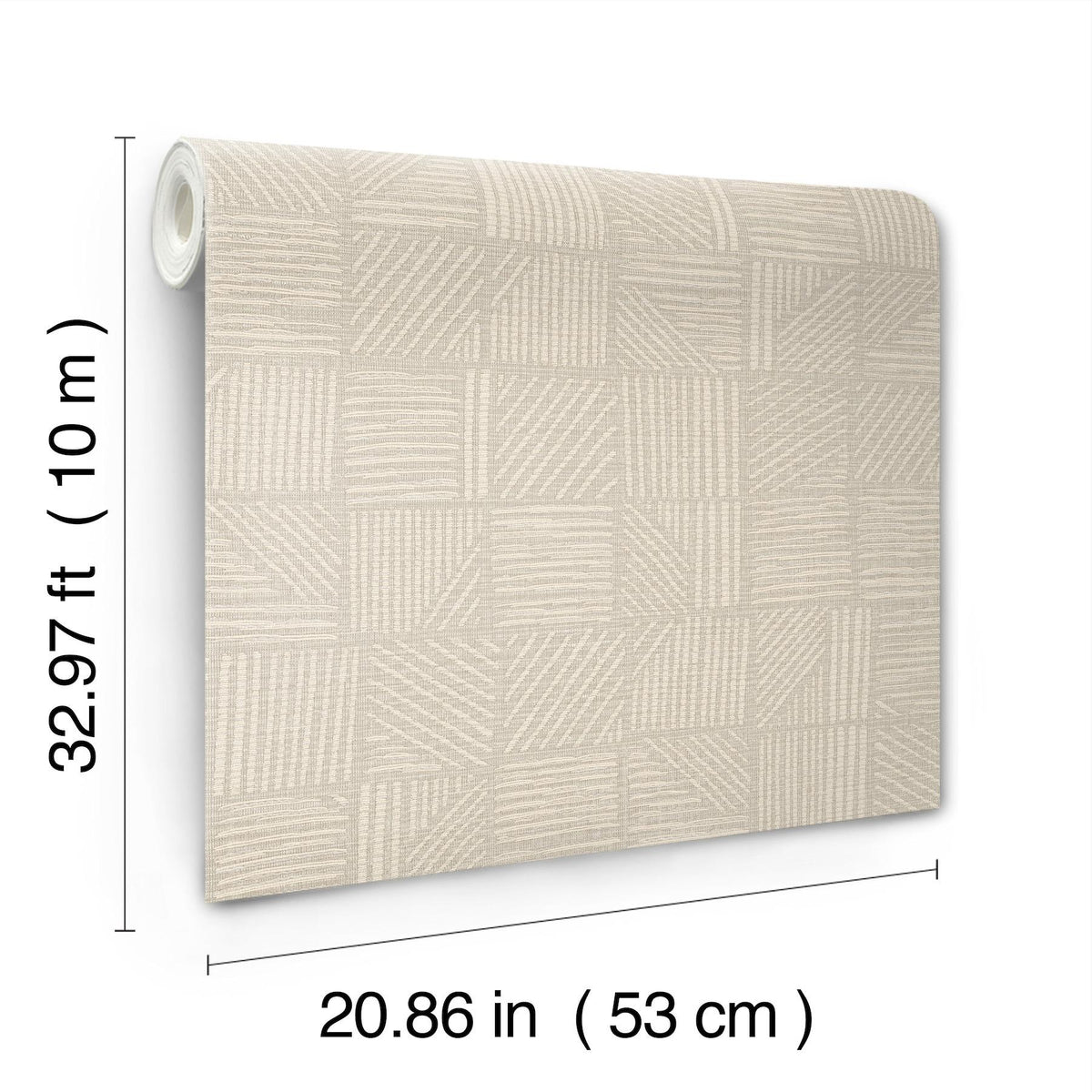 York Wallcoverings Chiseled Patchwork Neutral Faux Fabric Wallpaper