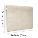 York Wallcoverings Chiseled Patchwork Neutral Faux Fabric Wallpaper