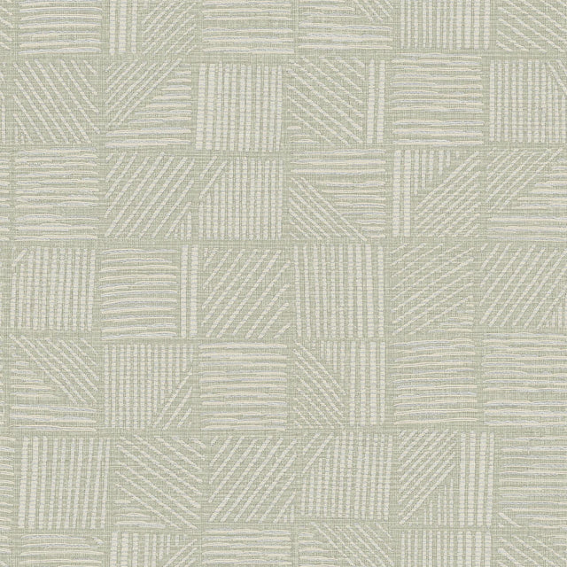 York Wallcoverings Chiseled Patchwork Sage Faux Fabric Wallpaper