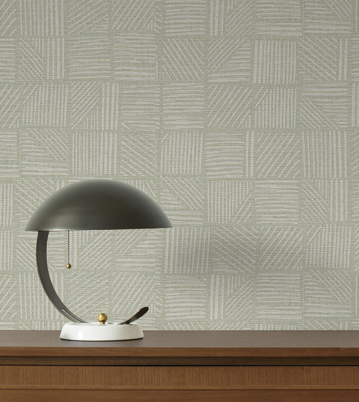 York Wallcoverings Chiseled Patchwork Sage Faux Fabric Wallpaper
