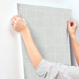 York Wallcoverings Chiseled Patchwork Grey Faux Fabric Wallpaper