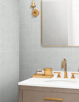 York Wallcoverings Chiseled Patchwork Grey Faux Fabric Wallpaper