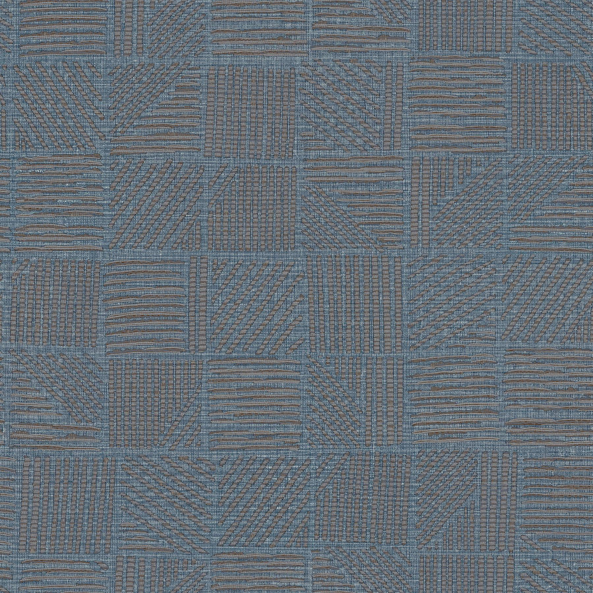 York Wallcoverings Chiseled Patchwork Sapphire Faux Fabric Wallpaper