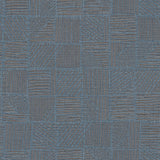 York Wallcoverings Chiseled Patchwork Sapphire Faux Fabric Wallpaper