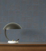 York Wallcoverings Chiseled Patchwork Sapphire Faux Fabric Wallpaper
