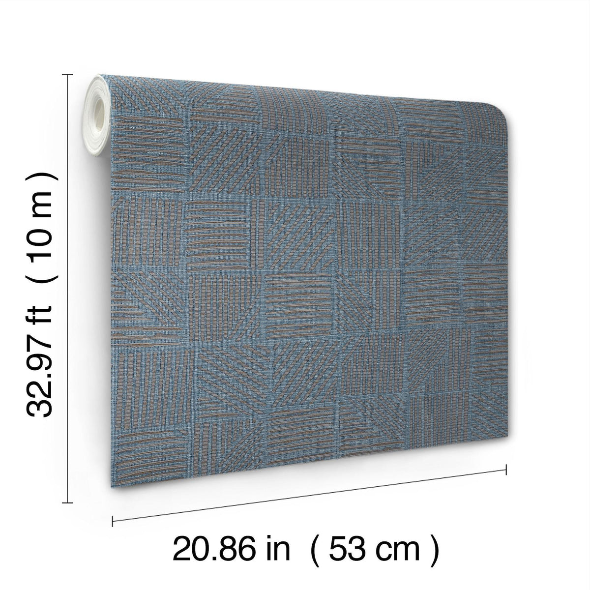 York Wallcoverings Chiseled Patchwork Sapphire Faux Fabric Wallpaper