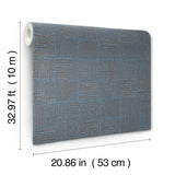 York Wallcoverings Chiseled Patchwork Sapphire Faux Fabric Wallpaper