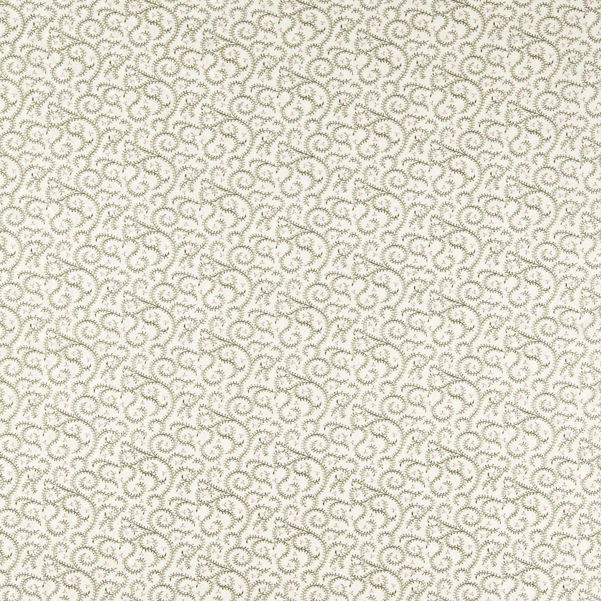 Clarke & Clarke BUTA EMBROIDERY SAGE/BLUSH Fabric