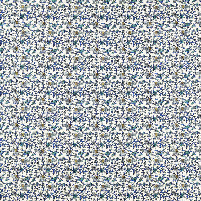 Clarke & Clarke HATHI EMBROIDERY COBALT Fabric