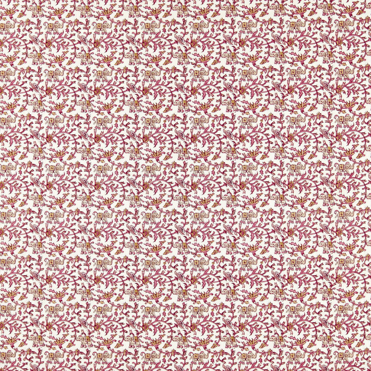 Clarke & Clarke HATHI EMBROIDERY RASPBERRY Fabric