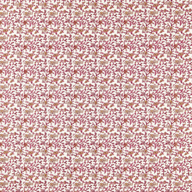 Clarke & Clarke HATHI EMBROIDERY RASPBERRY Fabric