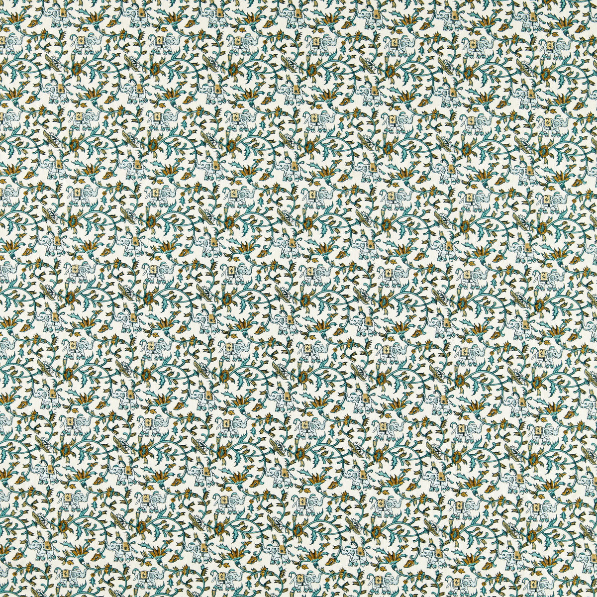 Clarke & Clarke HATHI EMBROIDERY TEAL Fabric