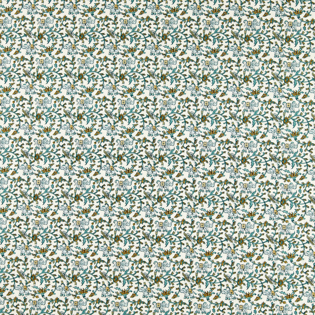 Clarke & Clarke HATHI EMBROIDERY TEAL Fabric