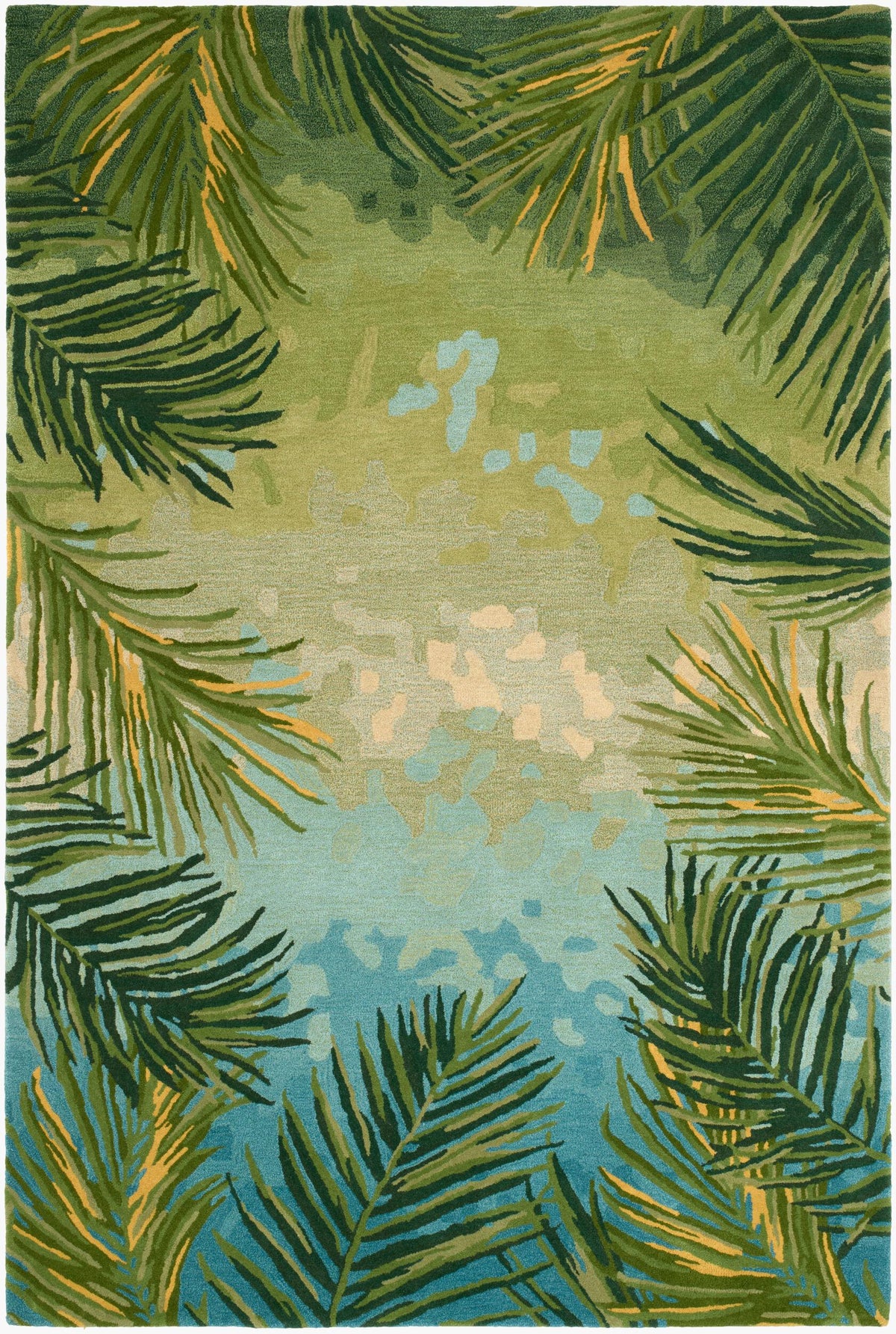 Surya Camden Palm Border Green 8'3" x 11'6" Handmade Rug