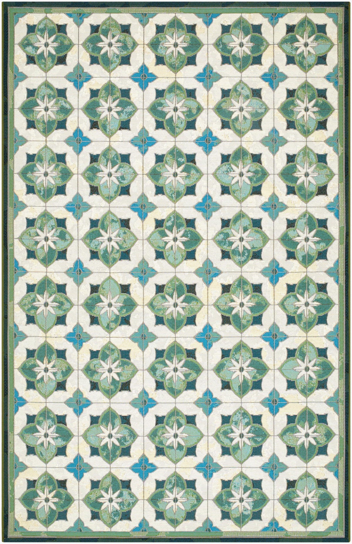 Livabliss Gabana Primrose Tile Green 6'7" x 9'4" Machine Woven Rug