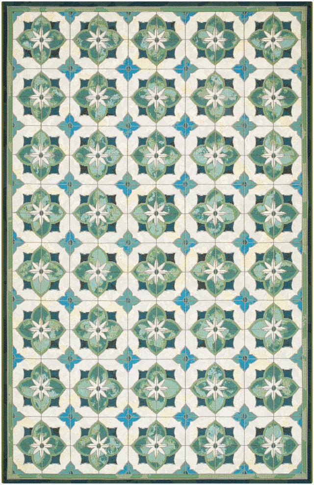 Livabliss Gabana Primrose Tile Green 6'7" x 9'4" Machine Woven Rug