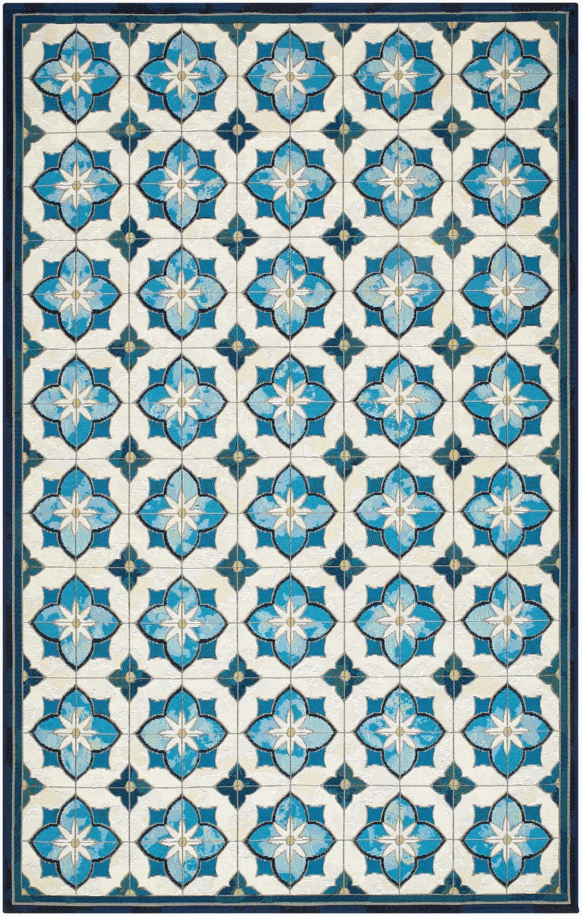 Livabliss Gabana Primrose Tile Blue 8'10" x 11'10" Machine Woven Rug