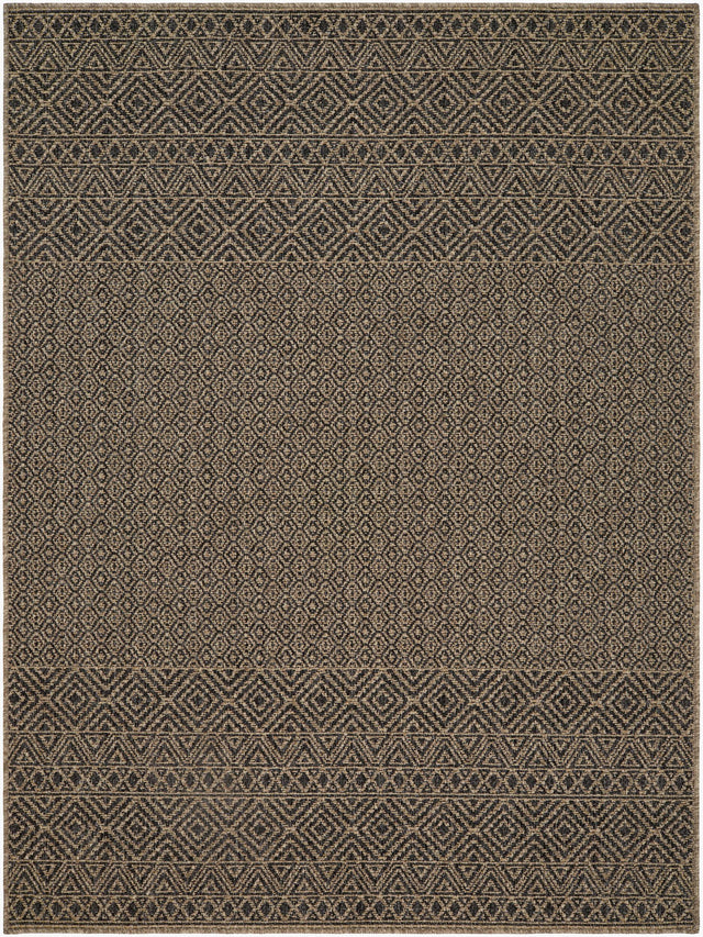 Livabliss Portafina Stripe Border Black 5'3" x 7'3" Machine Woven Rug