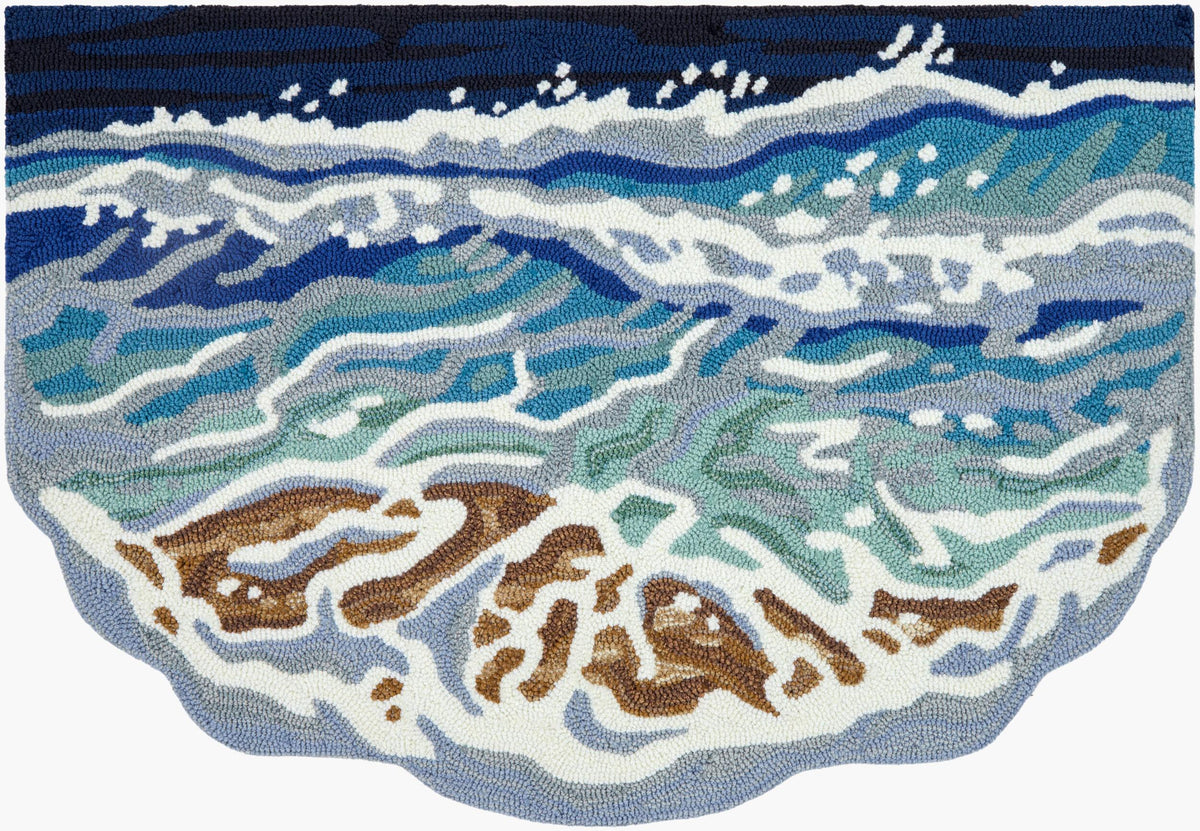 Surya Laguna Shorebreak Shaped Blue 2' x 3' Handmade Rug