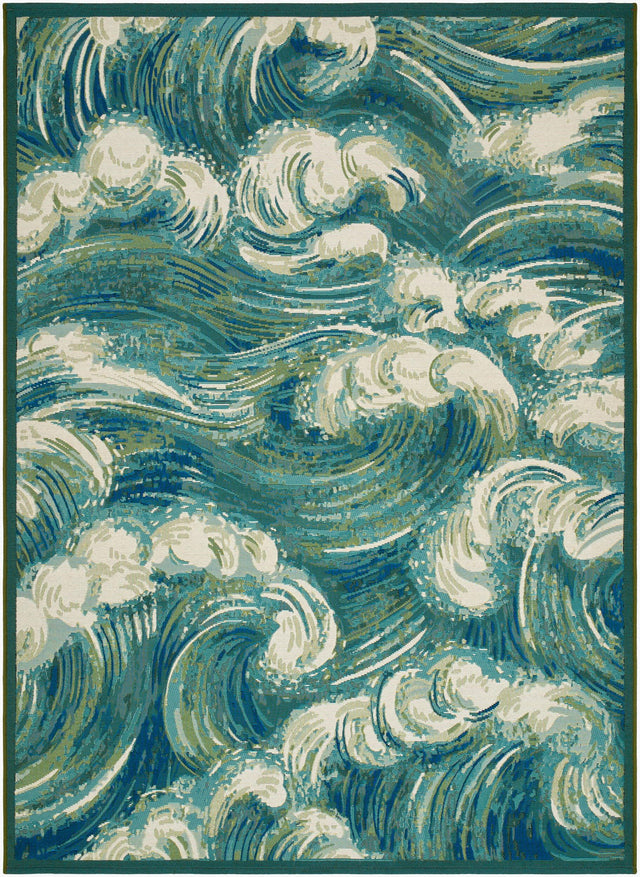 Livabliss Gabana Sea Scape Aqua 7'10" x 9'10" Machine Woven Rug