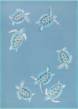 Livabliss Gabana Turtles Blue 2' x 7'7" Machine Woven Rug