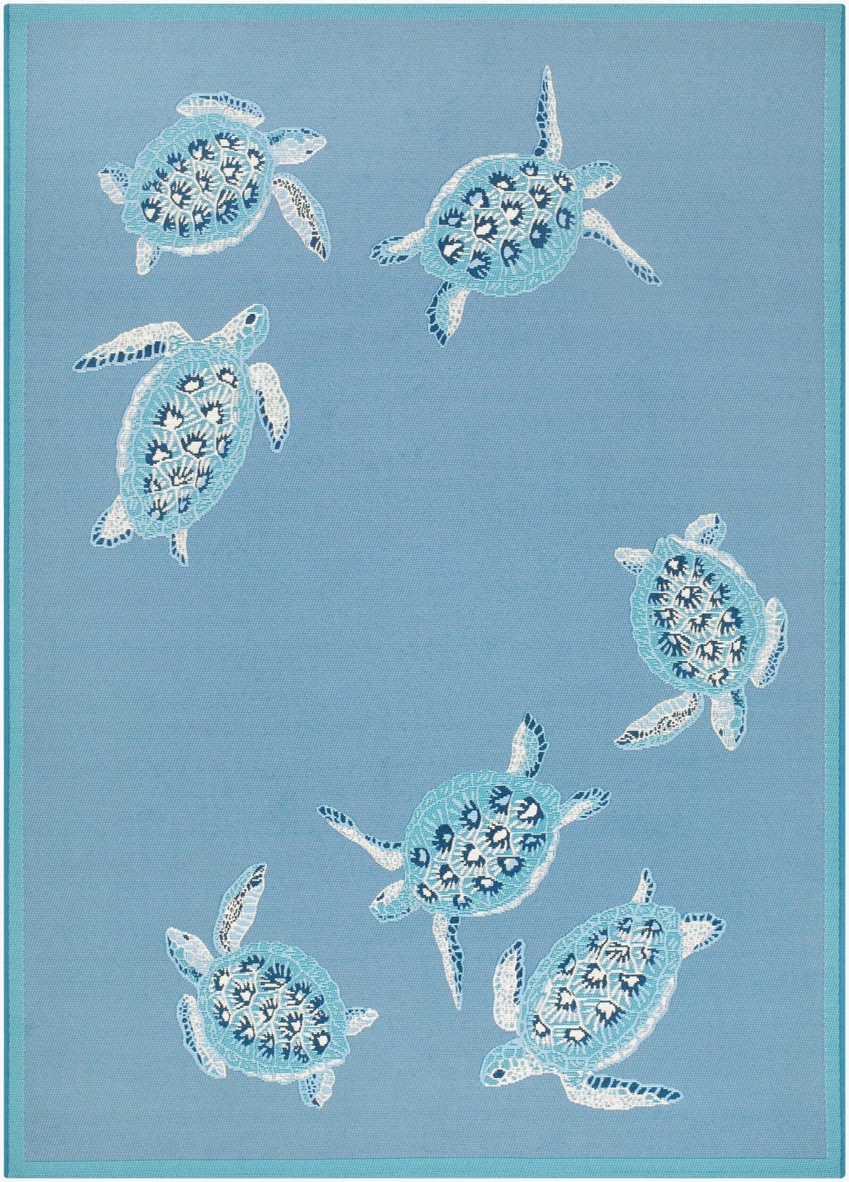 Livabliss Gabana Turtles Blue 8'10" x 11'10" Machine Woven Rug