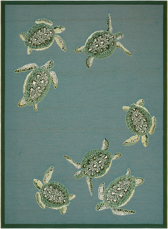 Livabliss Gabana Turtles Green 6'7" x 9'4" Machine Woven Rug