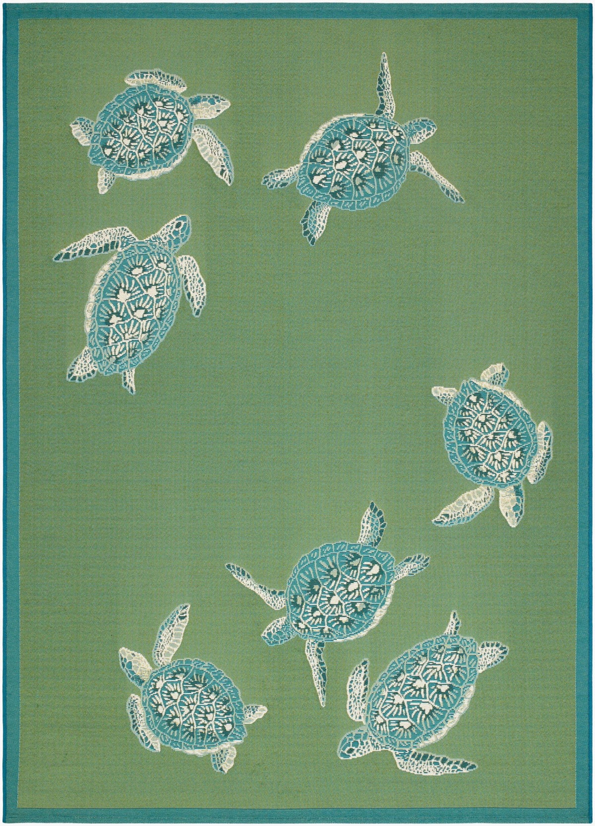 Livabliss Gabana Turtles Aqua 3'3" x 4'11" Machine Woven Rug