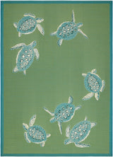 Livabliss Gabana Turtles Aqua 3'3" x 4'11" Machine Woven Rug