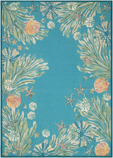 Livabliss Gabana Urchin Border Aqua 3'3" x 4'11" Machine Woven Rug