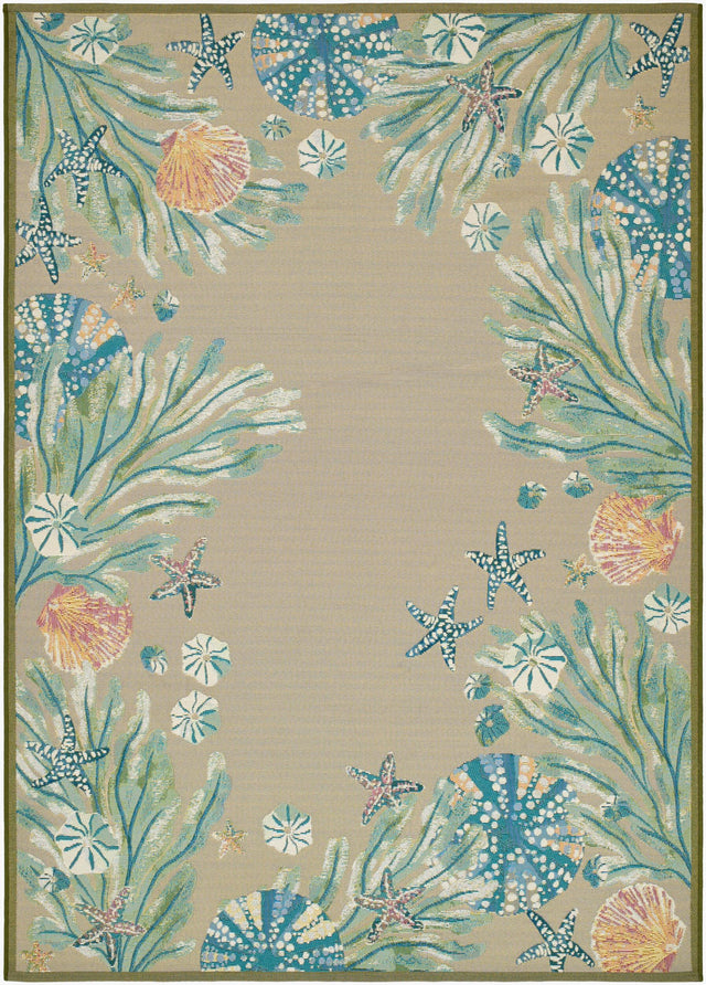 Livabliss Gabana Urchin Border Sand 6'7" x 9'4" Machine Woven Rug
