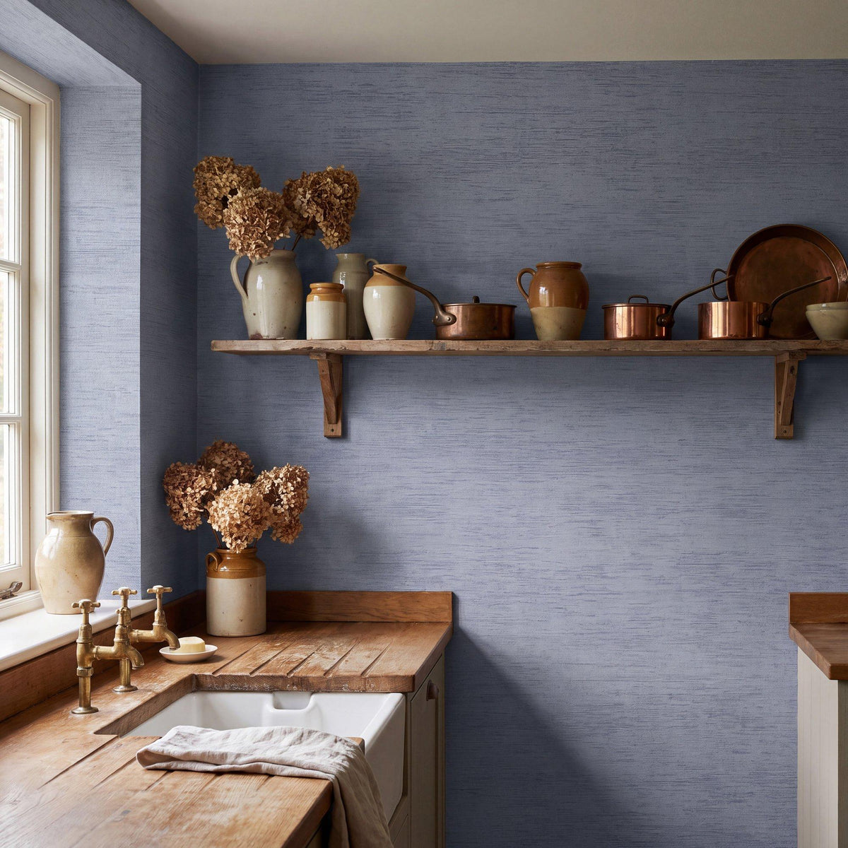 Galerie WT71707 Wall Textures Brushed Texture Blue Wallpaper WT71707 Blue Wallpaper