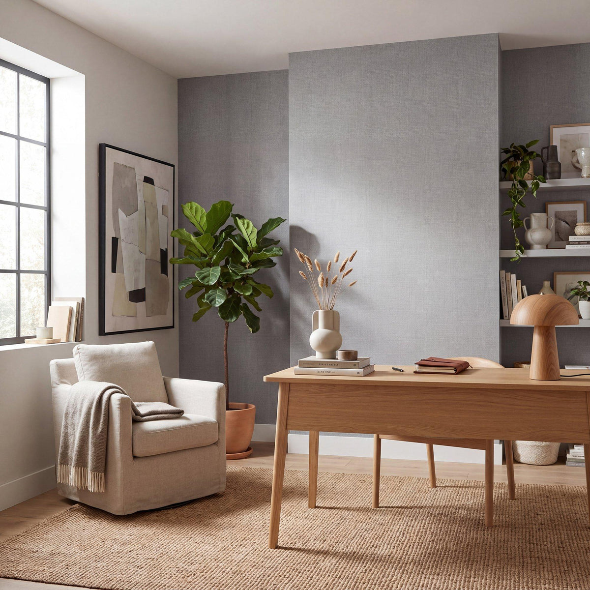 Galerie WT71727 Wall Textures Textile Grid Silver Grey Wallpaper WT71727 Silver Grey Wallpaper