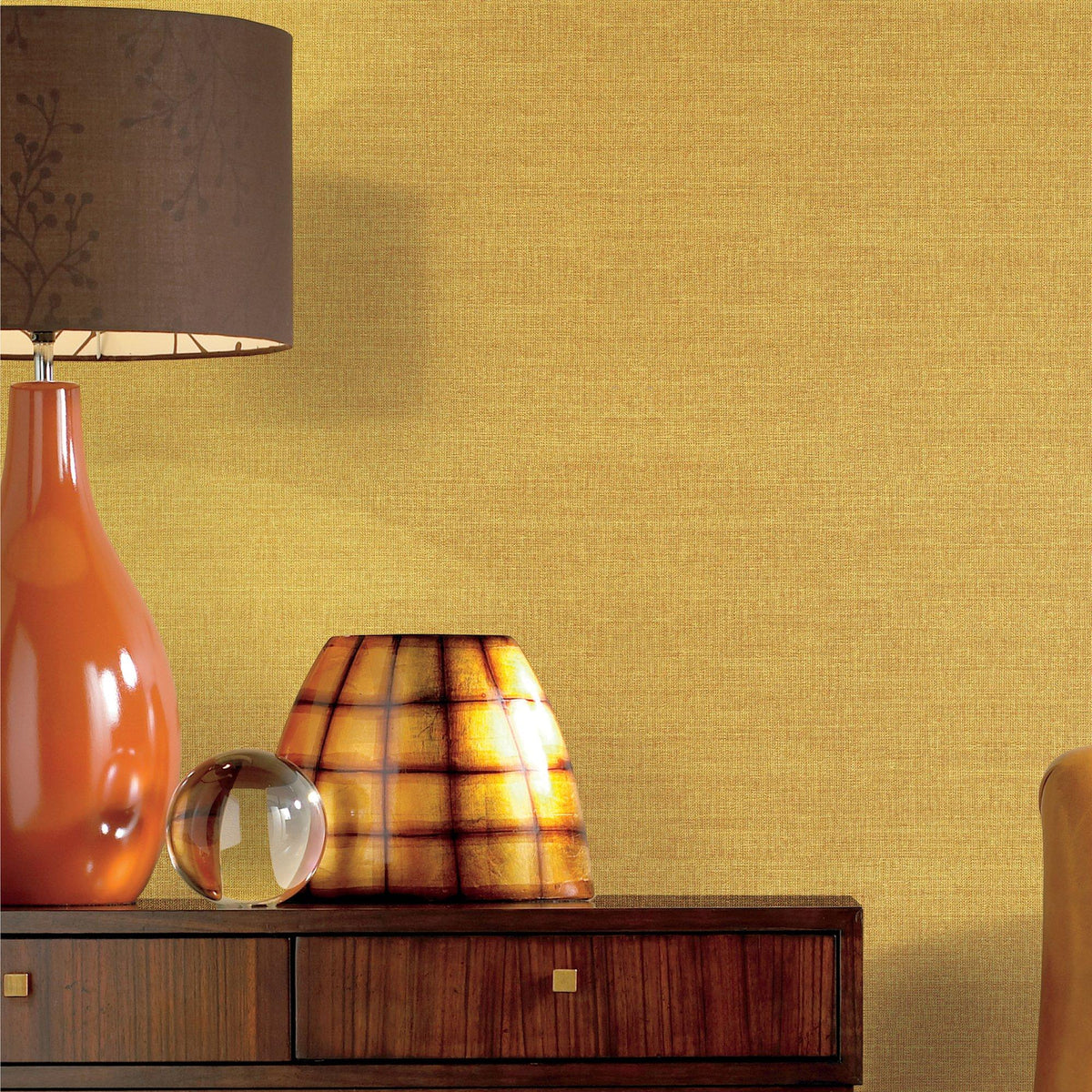 Galerie WT71731 Wall Textures Textile Grid Yellow Wallpaper WT71731 Yellow Wallpaper