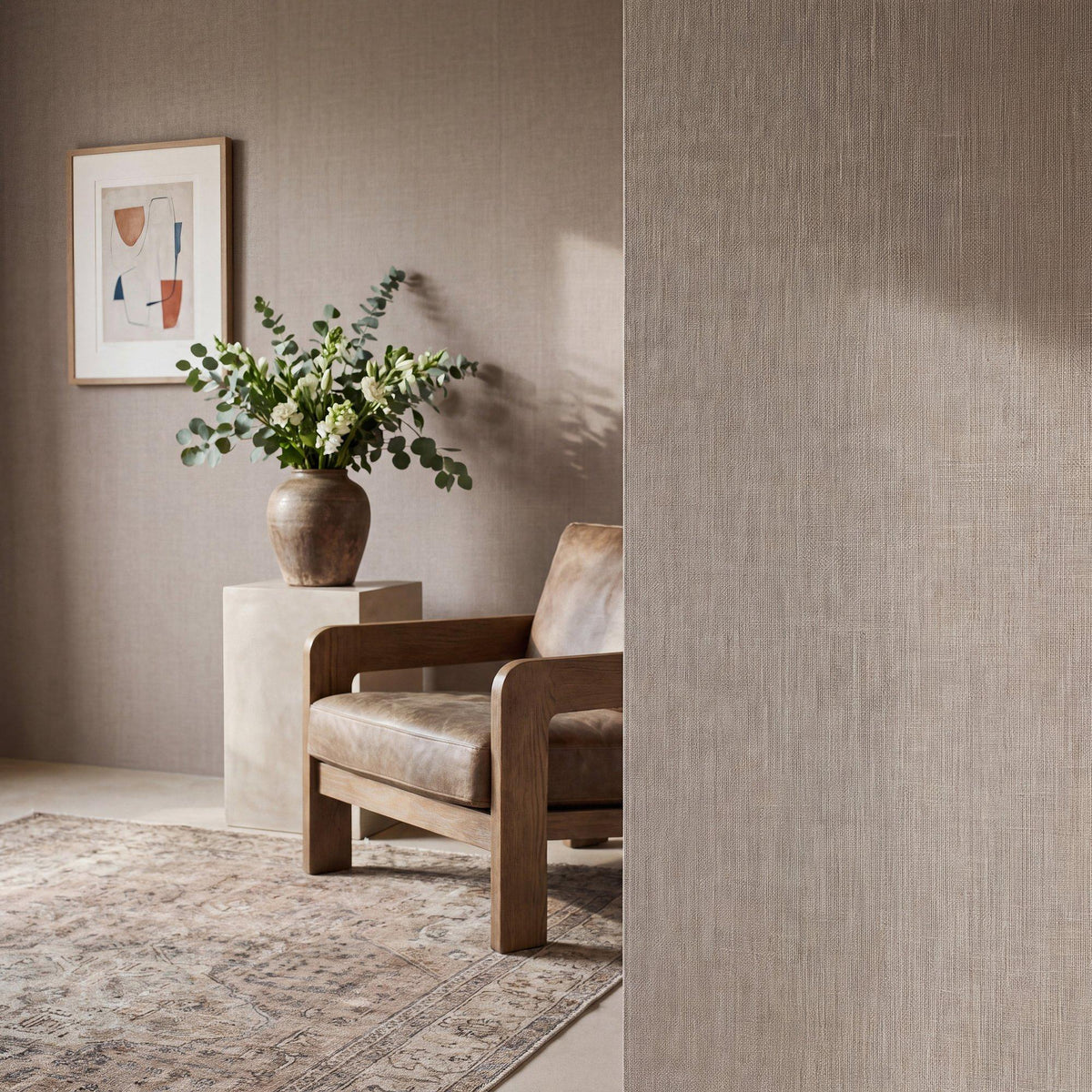Galerie WT71734 Wall Textures Textile Grid Beige Wallpaper WT71734 Beige Wallpaper