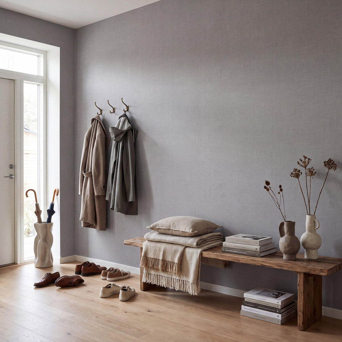Galerie WT71746 Wall Textures Textile Grid Silver Grey Wallpaper WT71746 Silver Grey Wallpaper
