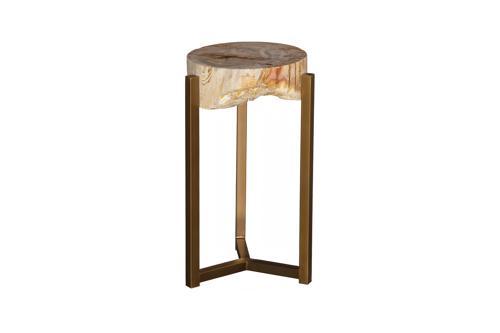 Phillips Collection Petrified Slice Trident Base Medium Side Table