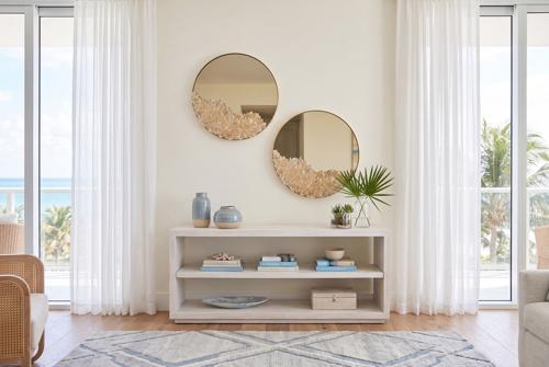Phillips Collection Aura Crystal Brass Frame Large Mirror
