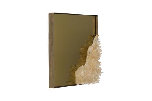 Phillips Collection Aura Crystal , Brass Frame, Square Lower Right Mirror