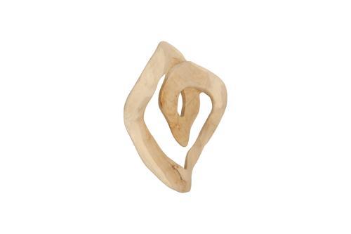 Phillips Collection Swirl Wall Tile, Teak Wood, Assorted, Bleached Off White Wall Art