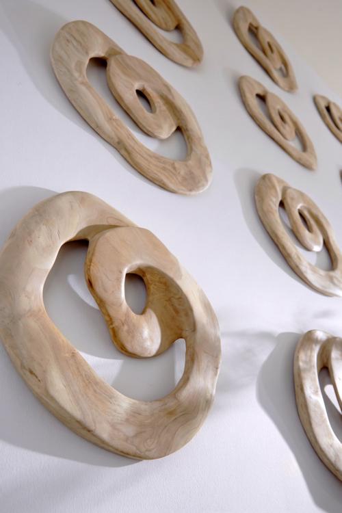 Phillips Collection Swirl Wall Tile, Teak Wood, Assorted, Bleached Off White Wall Art