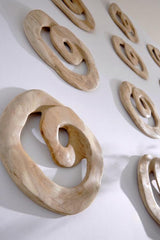 Phillips Collection Swirl Wall Tile, Teak Wood, Assorted, Bleached Off White Wall Art