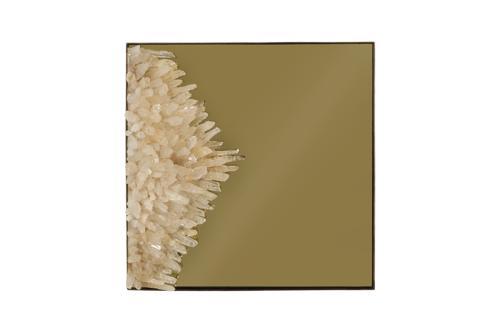 Phillips Collection Aura Crystal , Brass Frame, Square Left Mirror
