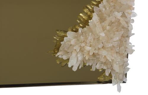 Phillips Collection Aura Crystal , Brass Frame, Square Right Mirror